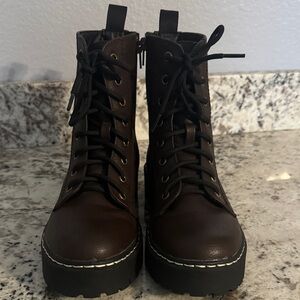 Brown Lace-Up Ankle Boots
